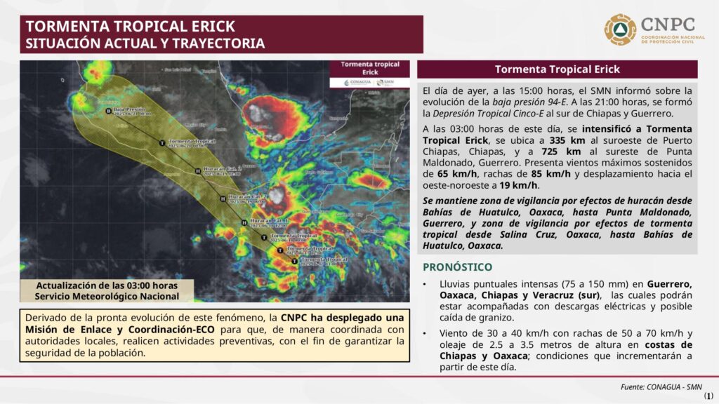 Activan Plan DN-III-E y Marina por impacto del ciclón “Erick”