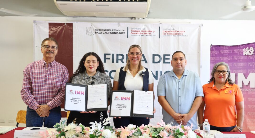 Firman convenio ICATEBCS e IMM de La Paz para capacitar a mujeres