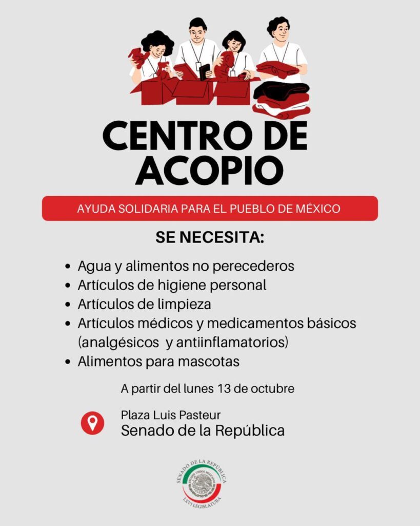 Sheinbaum modifica su agenda por lluvias; Senado y Diputados abren centros de acopio