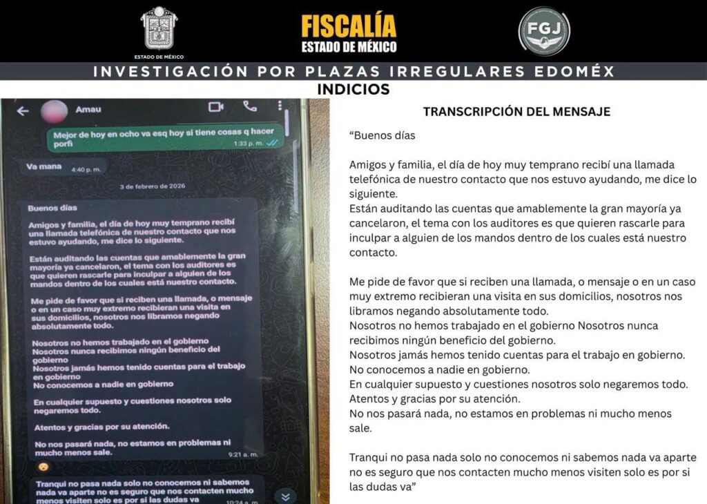 Fiscalía del EdoMéx revela red de "aviadores"