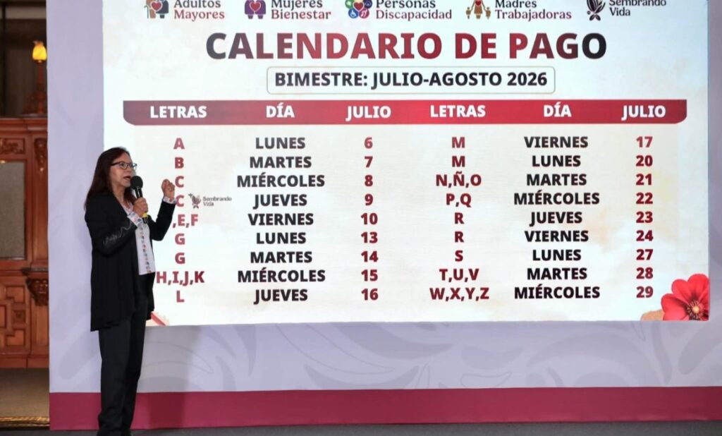 Bienestar publica calendario de pagos de julio-agosto