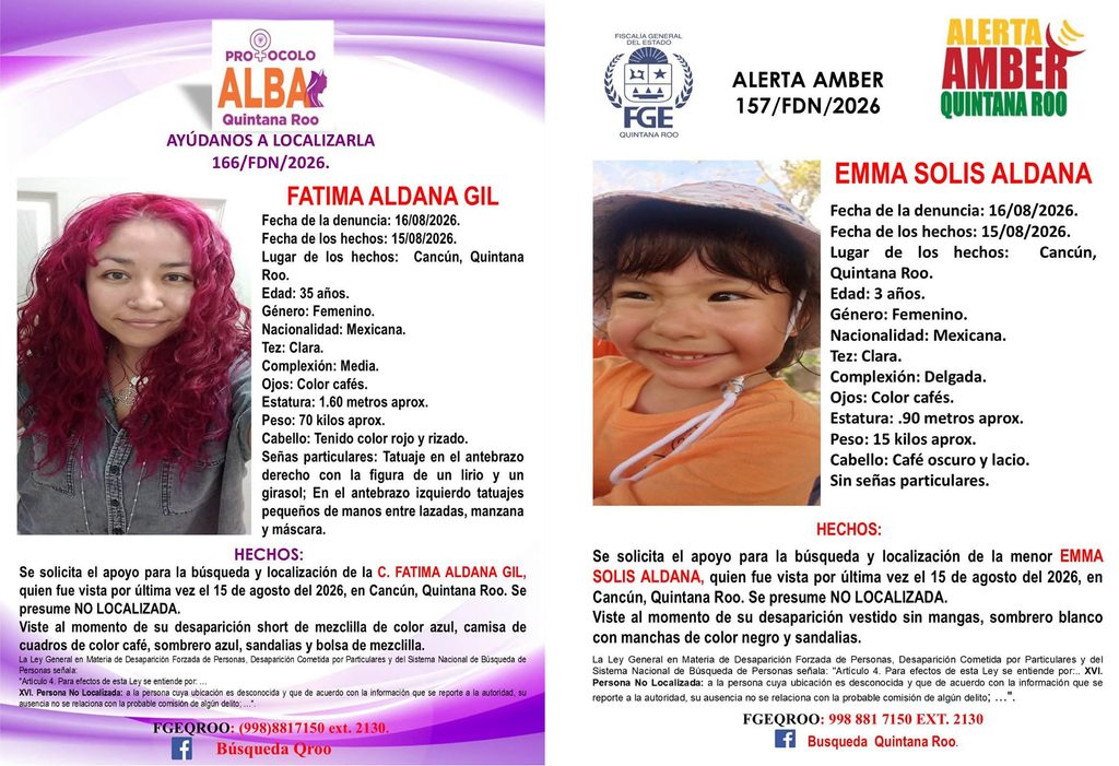 Denuncian retrasos en la búsqueda de Fátima y Emma en Quintana Roo